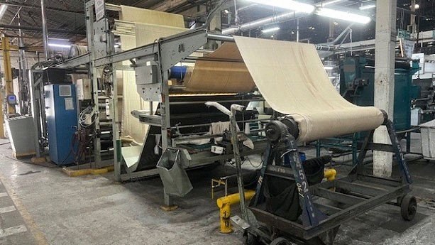 Monforts Sanforizing Machine, 1988, Entry & Exit Scrays, Atomizers, Straightener, Dryer, Cooling Drum