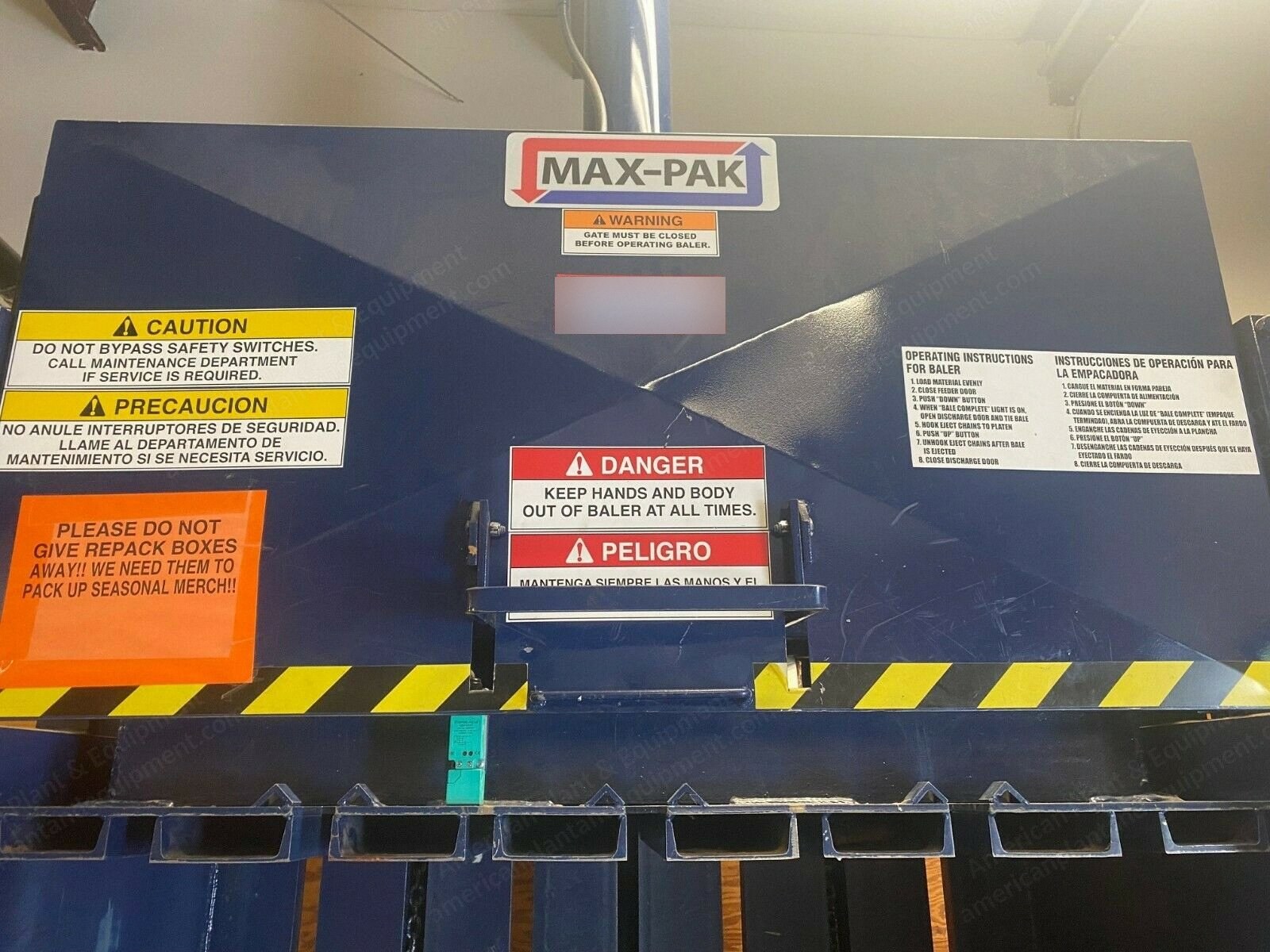 Max Pak, MP-60HD, Vertical Baler, 30x48x60 inch Bale Size, 10 HP, 31 Tons Ram Force
