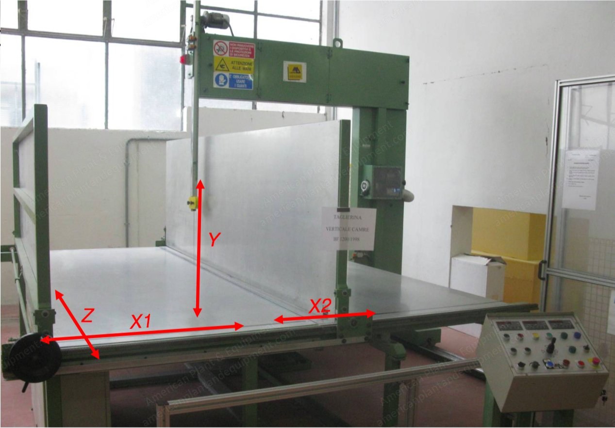 Camre, BF1200, 1998, Vertical Cutter, 1260mm Blade Distance, 3250mm Table Width, 1300mm Max Cut Length