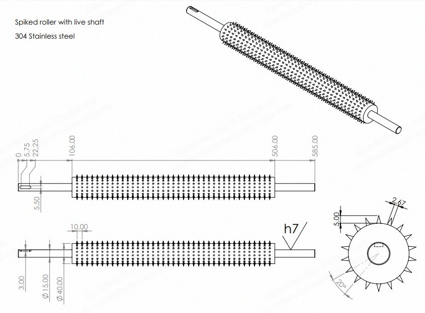 NovaStar, BL133, Perforation Roll for BOPP, 120mm Roller Length, 115mm Pinning Width, 304 Stainless Steel