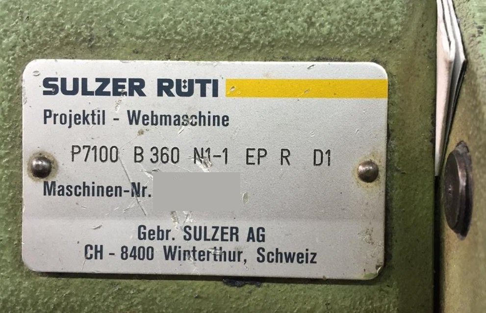 Sulzer Ruti, P 7100, 1990, 3600mm, Cam Motion, 4 Heald Frames
