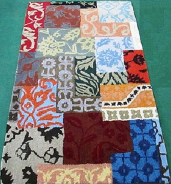 Hand-Tufted Rugs, Indian Wool, 6.5mm Pile, Patch Design