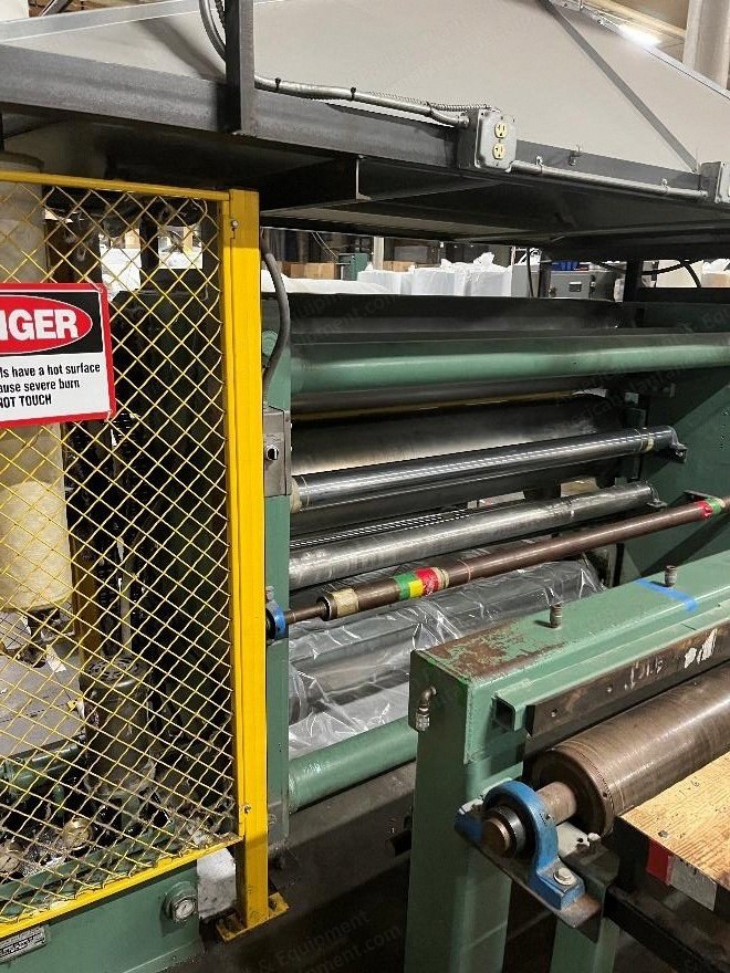 Verduin, Double Cylinder Thermobonding Calender, 1980s, 2200mm Working Width, with Longitudinal Cutting and Winding Unit