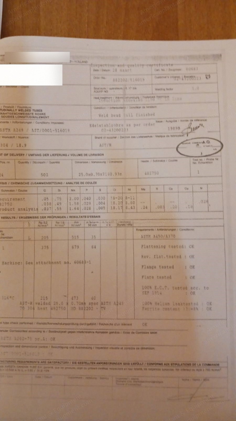 Unused Pipes, 25mm x 0.7mm WT, 14.225m Length, Holland Origin