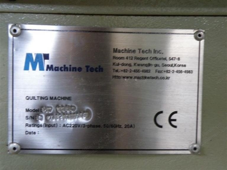 Machine Tech, MT 1180, 2006, Quilting Machine, Width 3000mm, Lockstitch