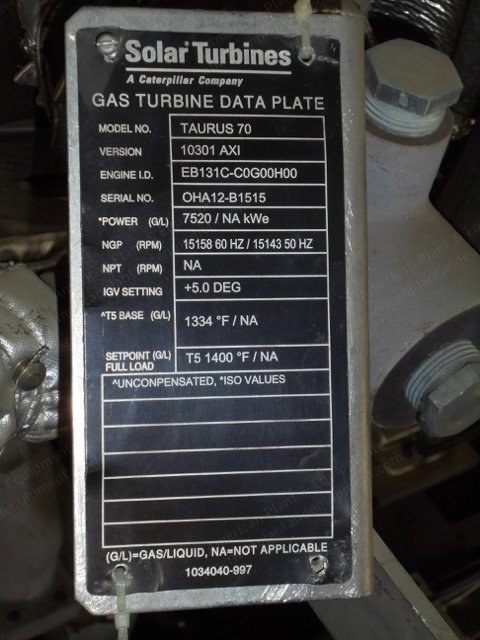 Turbomach, Taurus 70, 7200 kW, 50 Hz, 11000V