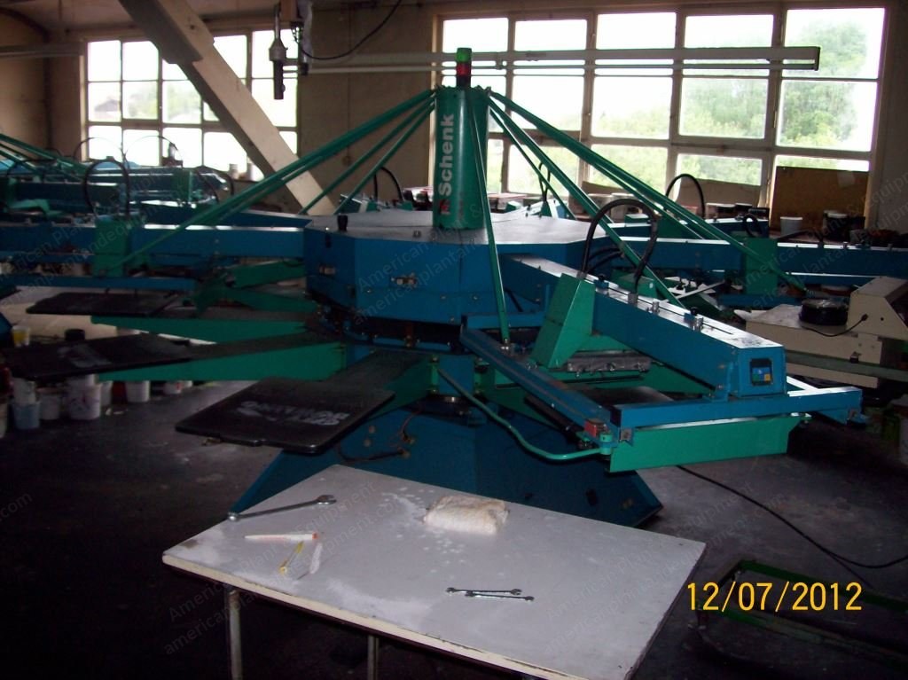 Schenk, Variprint 2001, 1993, Complete Mill for Printing of Knitwear, Carousel Screen Printing Machines, Dryers and Accessories