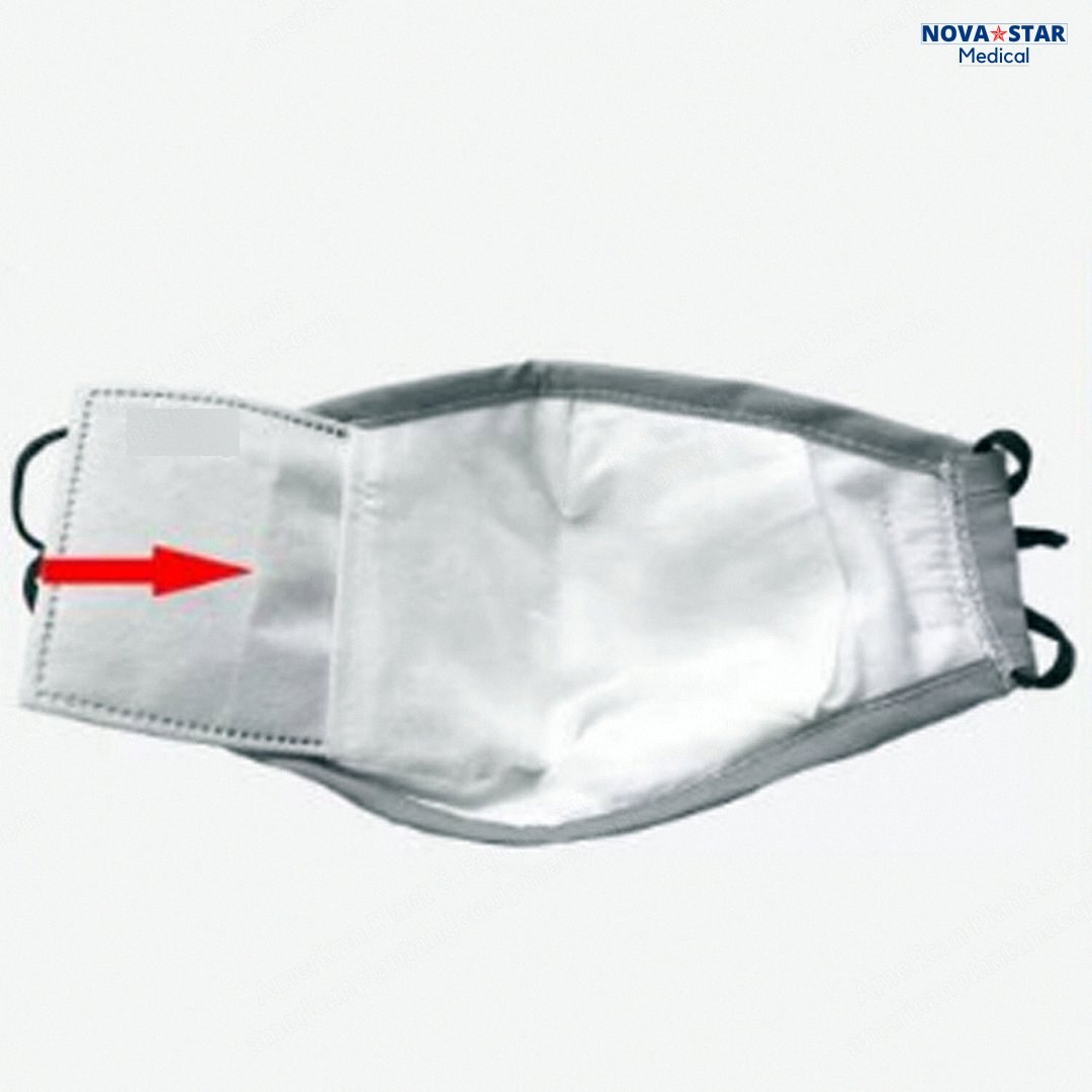 NovaStar, FM251, Five Layers Protective Face Mask, Cotton with PM 2.5 Activated Carbon Filter, 180x180mm, Black