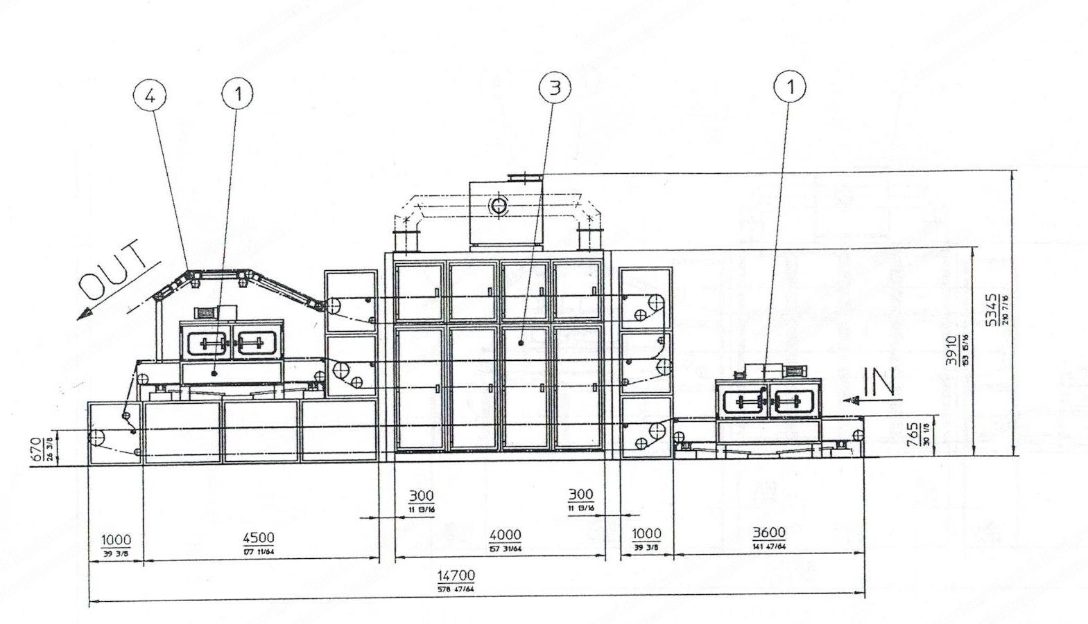 Fleissner, D-91522, 1998, Nonwoven Oven, 3670mm Working Width, 3 Pass, 3 Burners