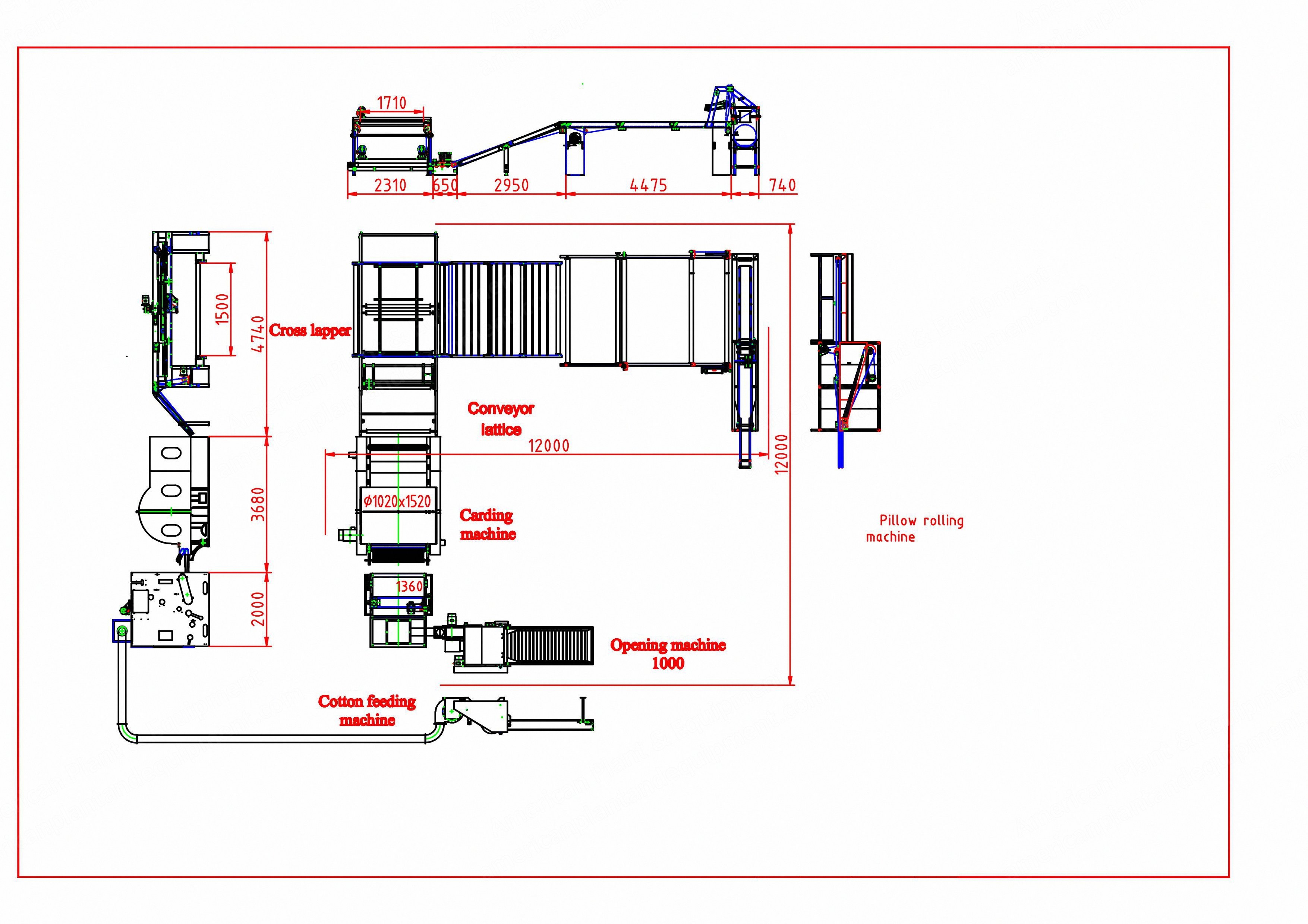 NovaStar, RS134, Garnetted Line for Producing Buns for Pillows, 120 kg/hr Capacity, 12000x12000mm Floorspace