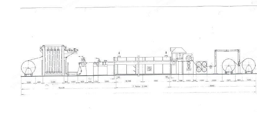 Bruckner Coating Line, 1989, 2800mm Working Width, 7 Chambers, Saturated Steam Heating