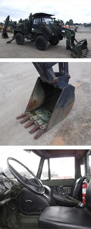 Freightliner, FLU 419, 1990, Mercedes 110 HP Diesel Engine, Case M53C Backhoe, Schmidt Loader