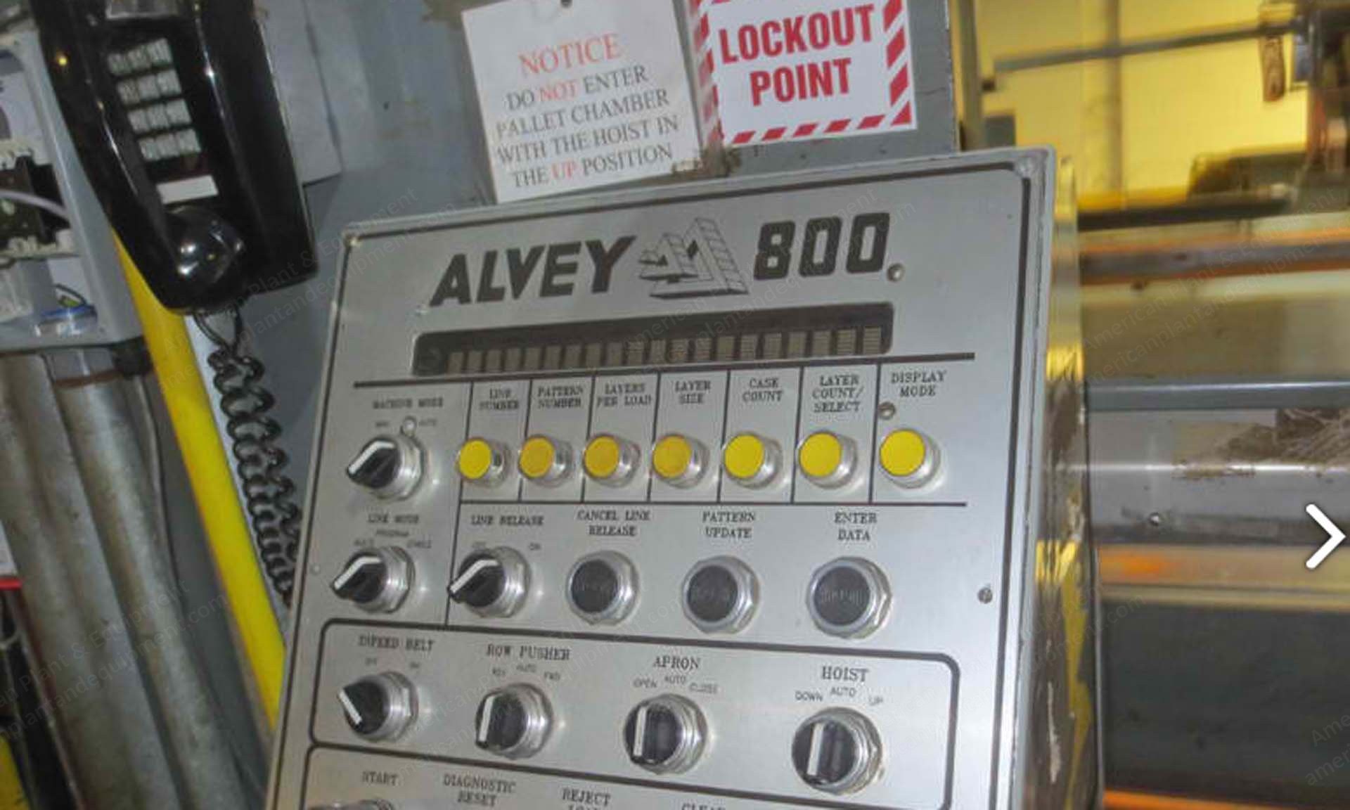 Alvey, 800, Automatic High Level Palletizer, with Slip Sheet Feeder