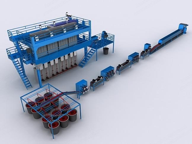 Polyspin, Staple Fiber Line, PP and PET Raw Material, 1-40 dpf, 5-50 ton Capacity