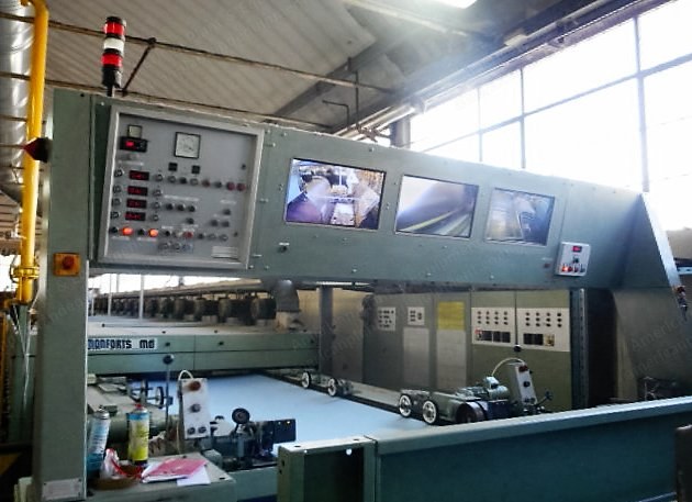 Monforts Flat Stenter, 1989, 1800mm, 7 Chambers, Gas Heated, Horizontal Pin Chain