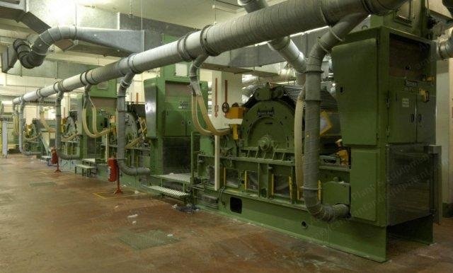 Trutzschler, MLH, 1971 to 1990, Tampon Band Production Line, Consisting of Filling Tower, 4 Carding Machines, Ribbon Forming Installation, Cotton Wool Layering Unit