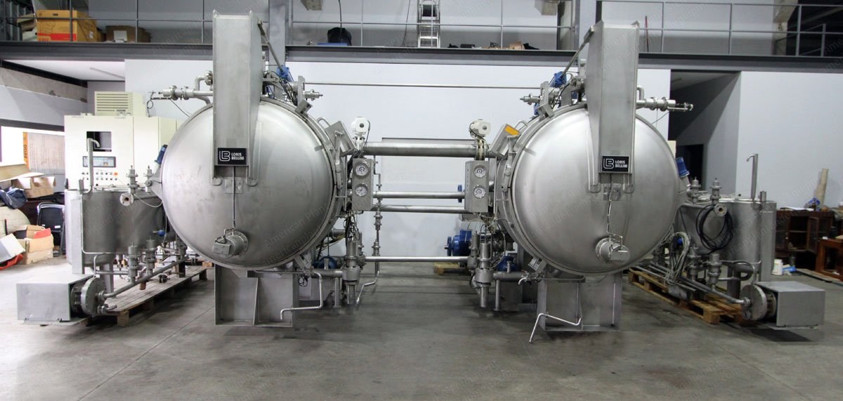 Loris Bellini, RBNO 1400/1500, 1991, High Temperature Horizontal Bobbin Dyeing Machines, 1400x1500mm Autoclave, 200kg Capacity