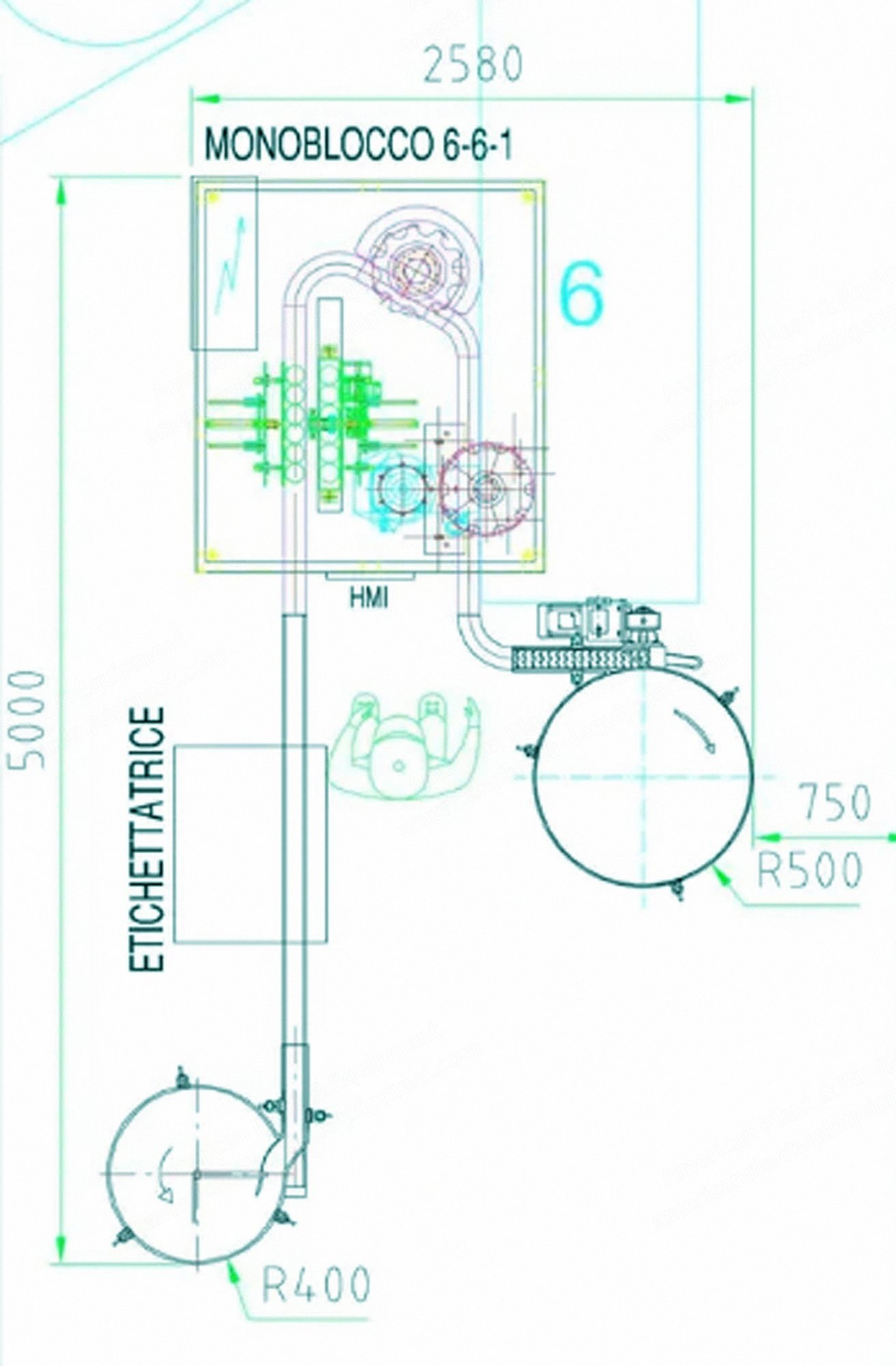 Comac, Smartblock 6-6-1, 2013, Complete Bottling Line, 700 BPH, 0.33 L Glass Bottles