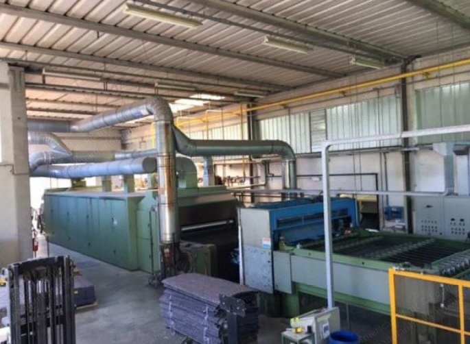 Sicam, Complete Felt Drying Oven Line, 1993, 2300mm Width, 2000 kg/h Capacity, Gas Heated