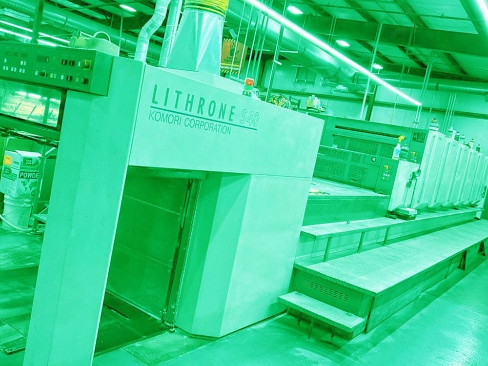 Komori, LS640+CX, 2004, 6-Color, 28x40 Inches, Dedicated Tower Coater
