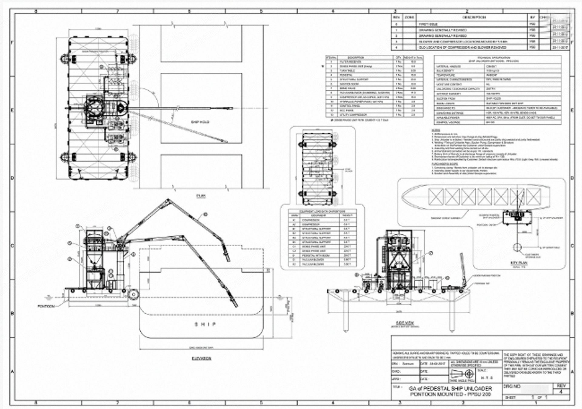 NovaStar, CI107, Pneumatic Pedestal Mounted Ship Unloader, 2019, 200 TPH, 42000mm Boom Length, for 50000 DWT Ships