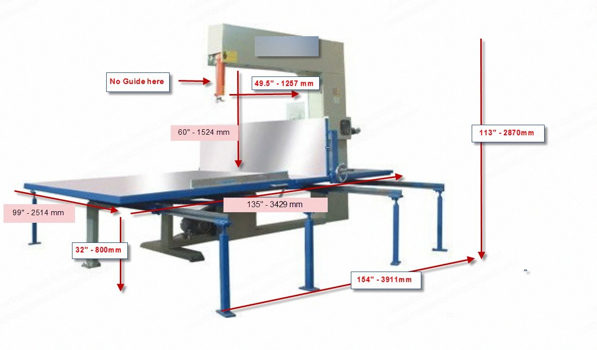 NovaStar, FN345, Vertical Foam Cutting Machine, 1500mm Throat, 600mm Baffle Height, Air Flotation Table