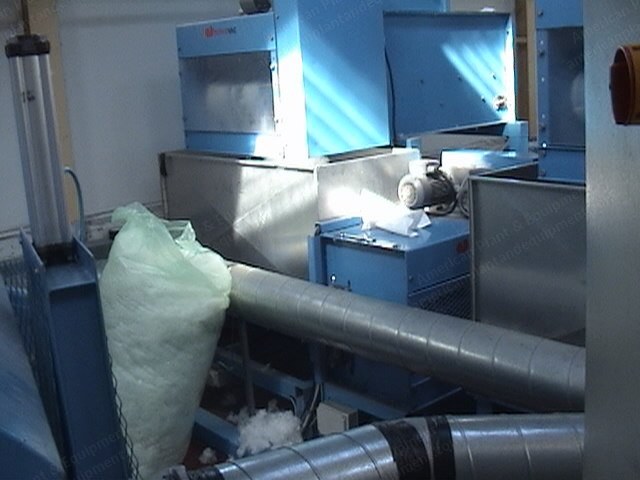 Nowo, Two-Head Pillow Filling Machine, 1996, Opener Scales, Blowers, 5000 Pillows per Shift Capacity