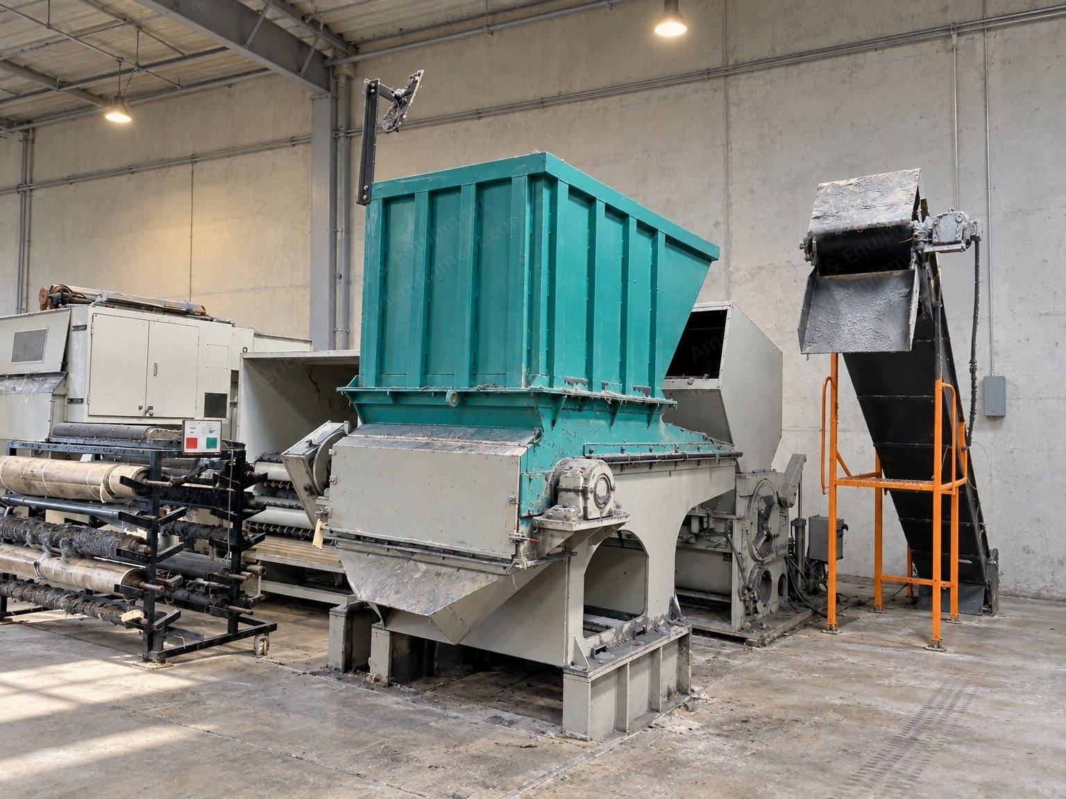 Vecoplan and Cumberland, RG52/100 FF and X1000, 2007, Complete Shred and Grind Line, 100 HP Shredder, 125 HP Granulator