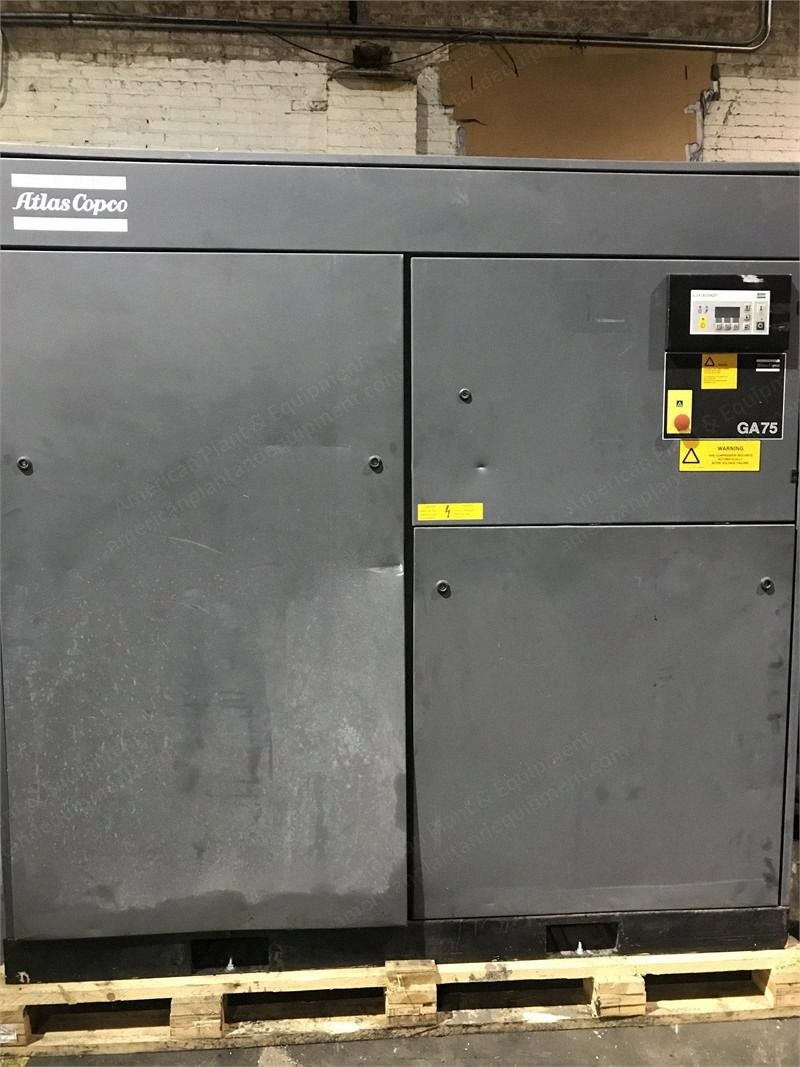 Atlas Copco, GA75, Rotary Screw Compressor, 100HP, 409 CFM, 132 PSI
