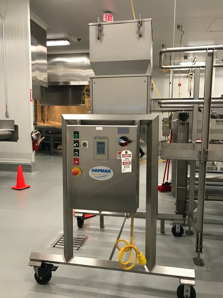 Heinzen, Spice Coating System, 10 cu. ft. Paddle Mixer, Hapman Feeder, Gorbel Monorail Crane