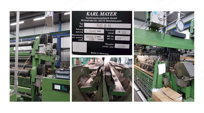 Karl Mayer, RD6, 2001, Double Needle Bar Machine, Gauge 22, Width 138", 6 EBA