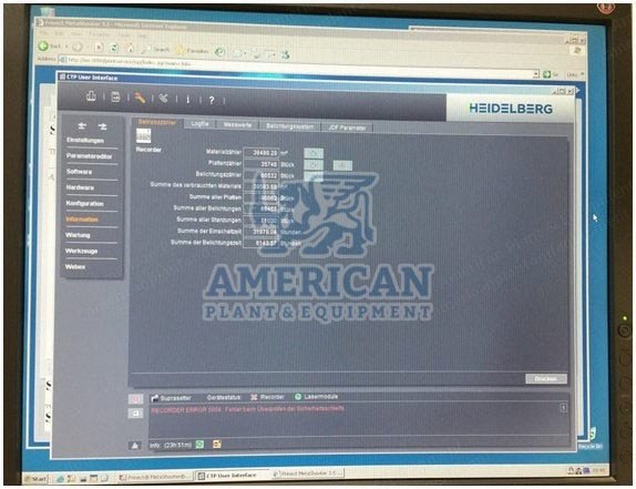 Heidelberg, Suprasetter A 105, 2006, CTP System, 2 Laserheads, with RIP
