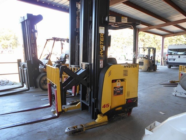 Hyster, N45ZR, 2007, Electric Narrow Aisle Single Reach Forklift, 4500 lbs Capacity, 3-Stage Mast