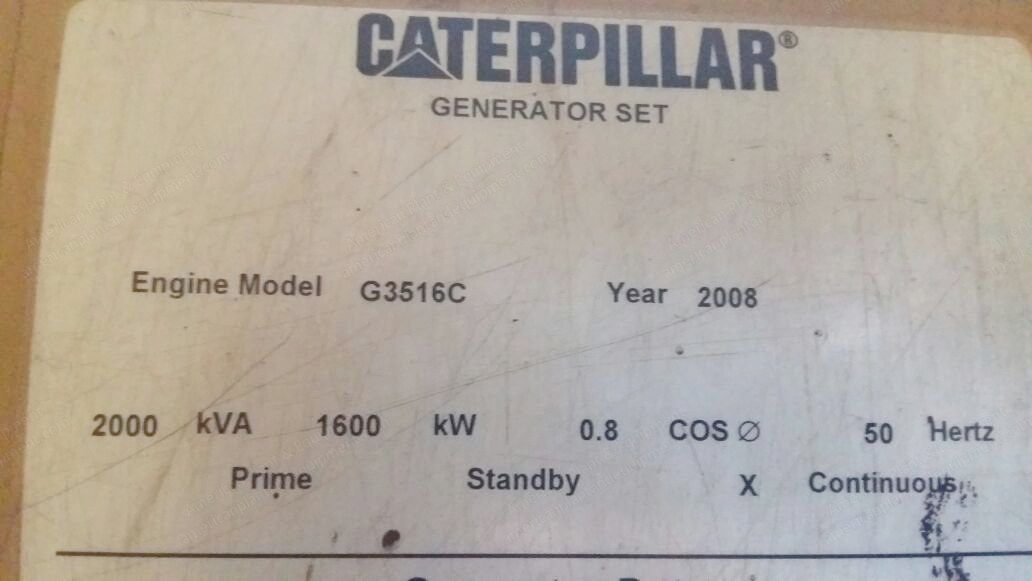 Caterpillar, G3516C, 2008, 1665 kW, 1500 RPM, 50 Hz
