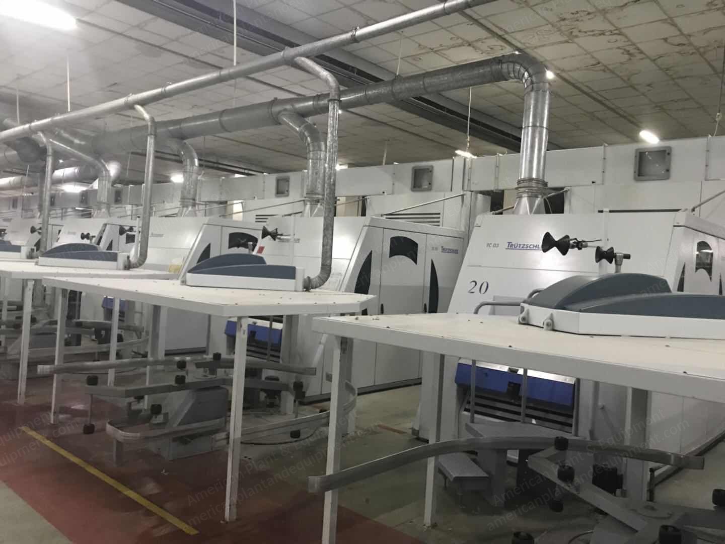 Trutzschler, Complete Spinning Plant, 2004 to 2013, Blow Room, Cards, Draw Frames, Combers, Roving, Spinning, Winding