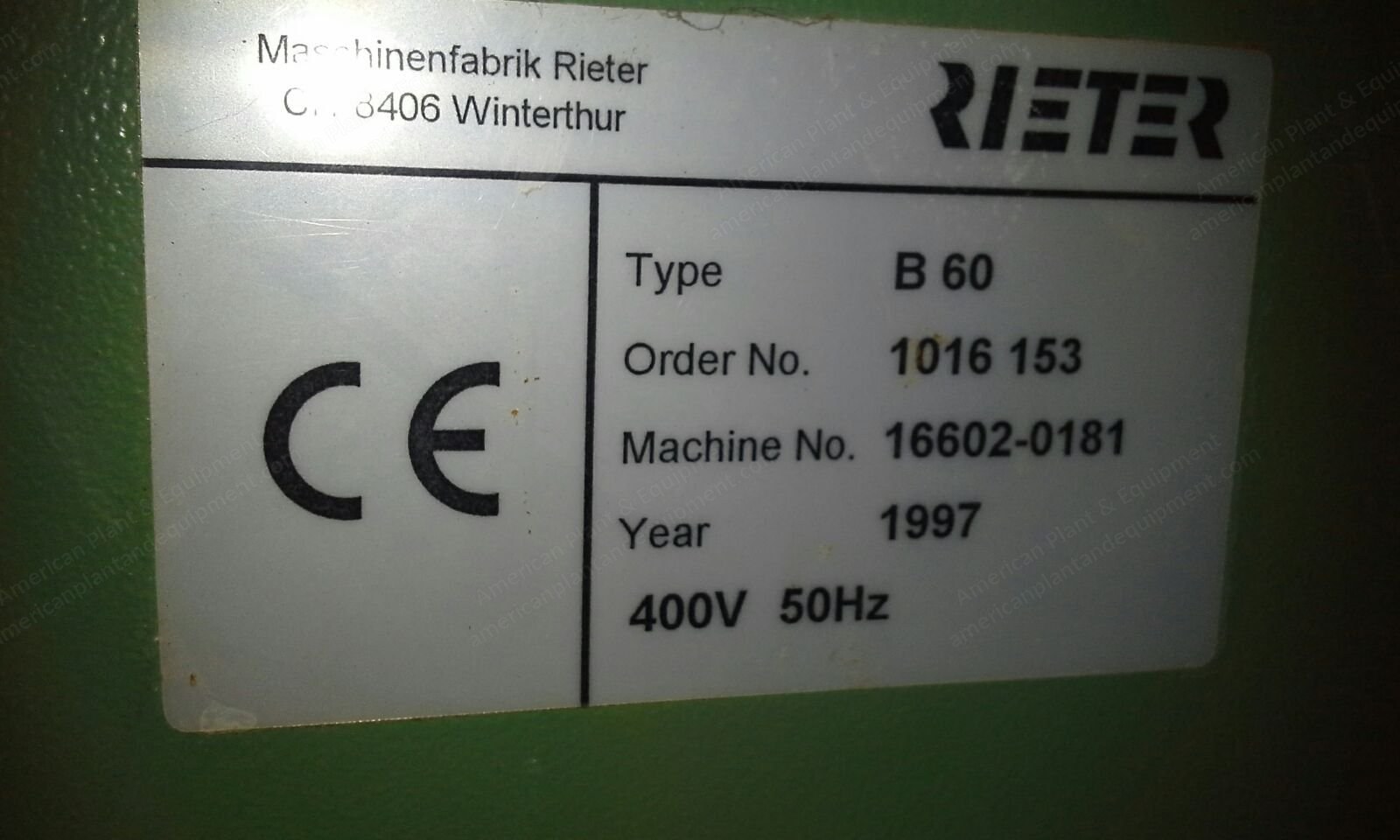 Rieter, Uniflex B60, 1997, Cotton Cleaning Machine