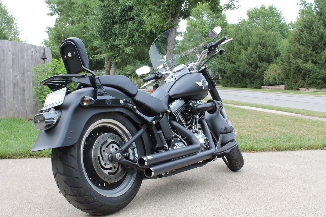 Harley Davidson, Fat Boy Lo FLSTFB, 2010, Black Denim, 4547 Miles, Vance and Hines Exhaust