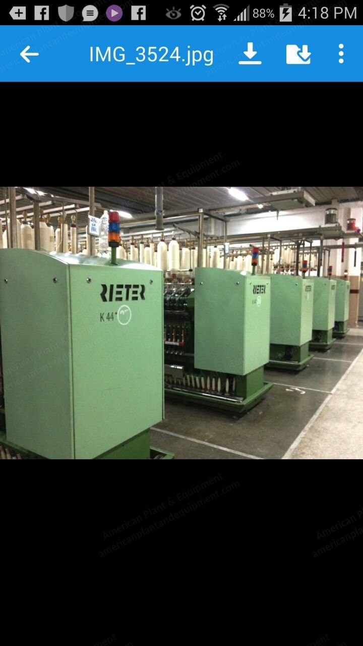 Rieter, K44+, 2006, Compact Ring Spinning Frame, 1200 Spindles, 70mm Gauge