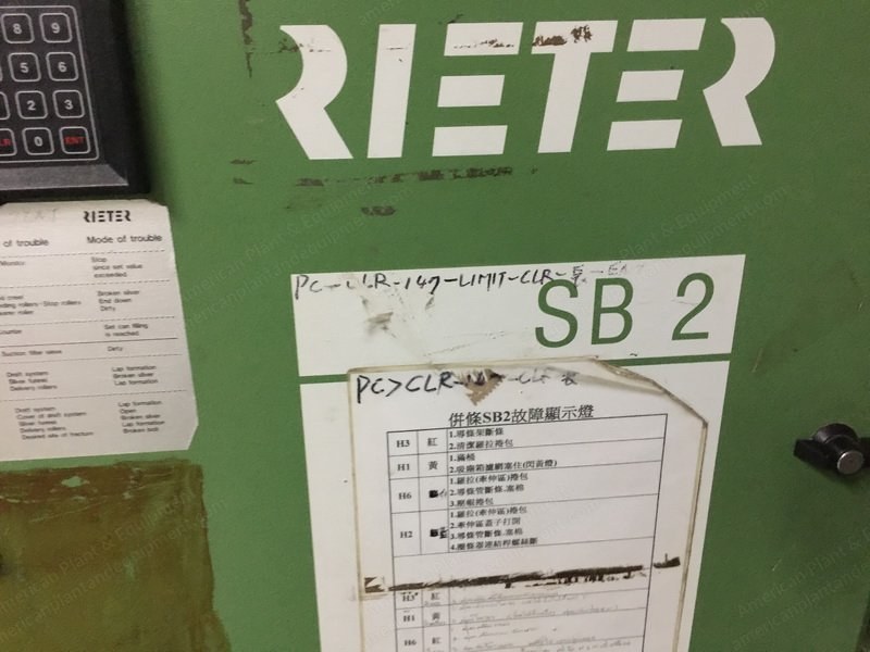 Rieter, SB2, 2000, Breaker Drawing Frame, Double Delivery, 24x48 Inch Delivery Can, Without Autoleveller