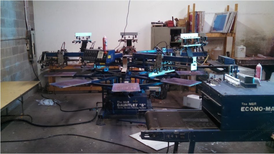 M&R, Gauntlet S, Screen Printing Machine, 8 Pallets, Air Screen Locks, with Flash Cure
