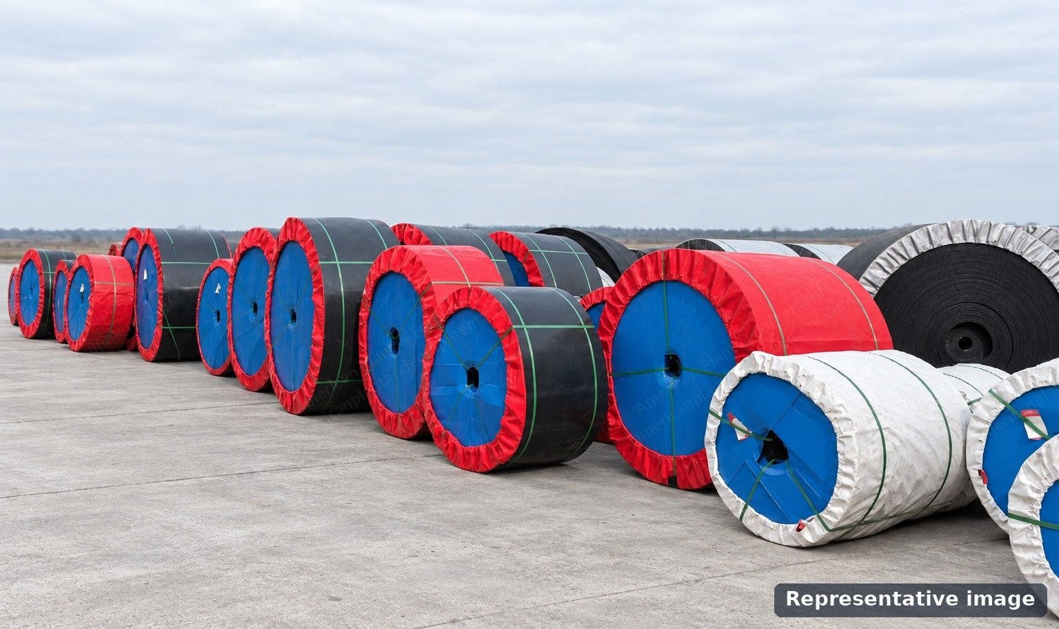 Used Conveyor Belts, 19 Rolls, 30 to 58 in Wide, 1 to 4 Ply