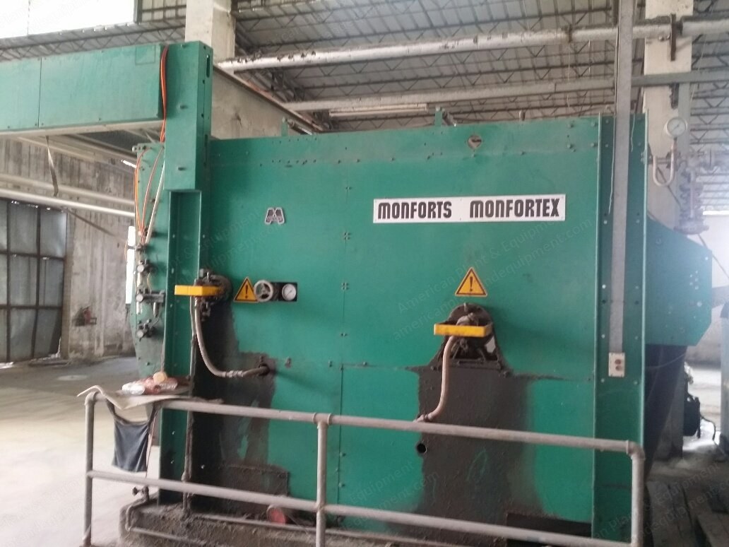 Monforts, Sanforizing Machine, 2002, Roller Width 2000mm, with Infeed, Wetting Unit, Pre-Shrink Unit, Palm Unit