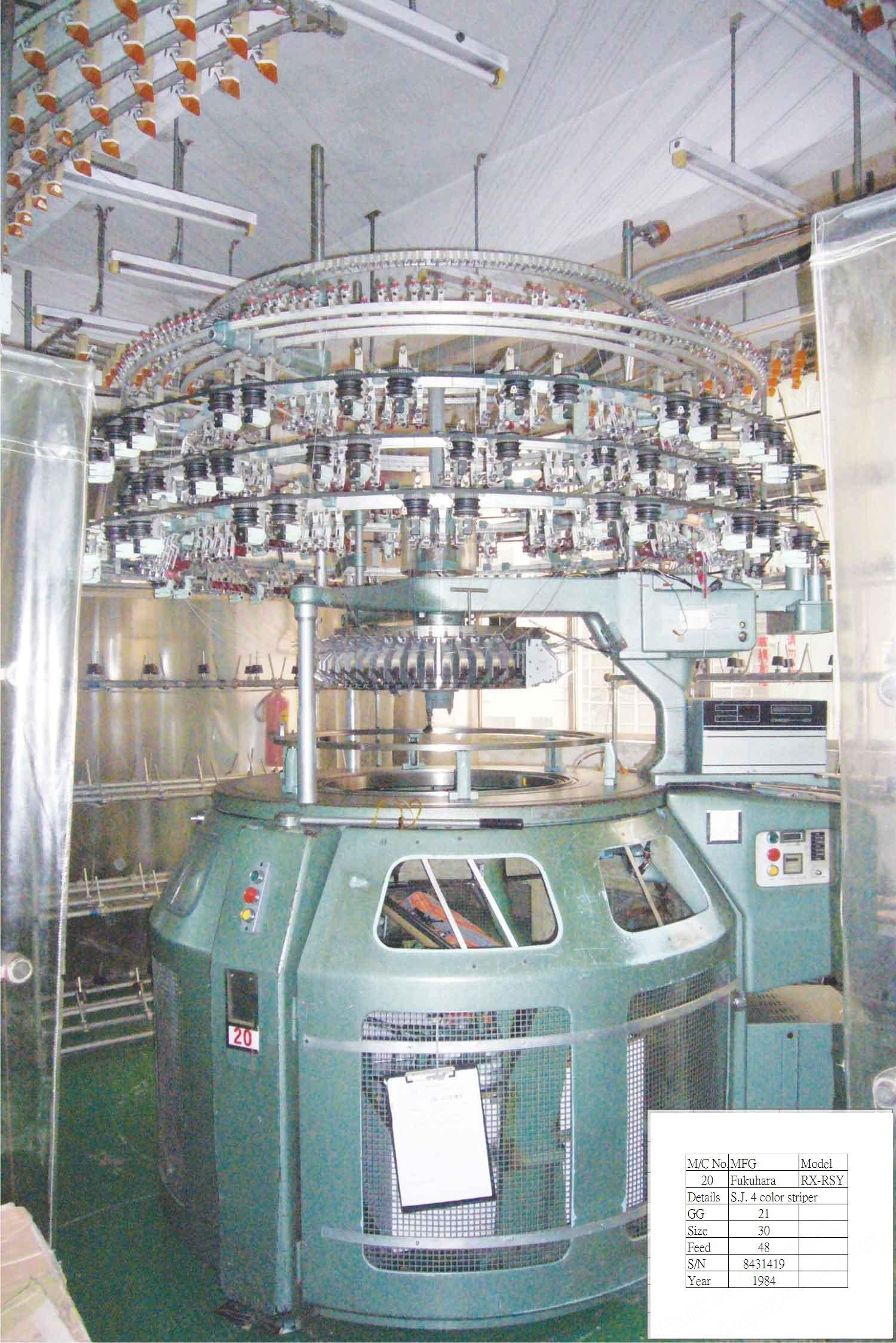 Monarch, RX-RSY, 1984, 30" Diameter, 24 Gauge, 48 Feeders, Stripe Knitting Machine