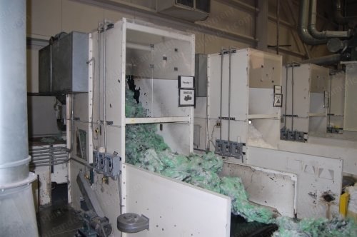 Fiber Controls, Laroche, Argus, Feed & Blending Line, 2002, 4 Blend Line Hopper Feeders, 40" Belt Infeed, Laroche 2 Opener