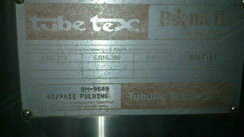 Tubetex, BM-9649, 2002, 60" Width, Pak-Nit Delta Plus, Accu Fold Precision Folder
