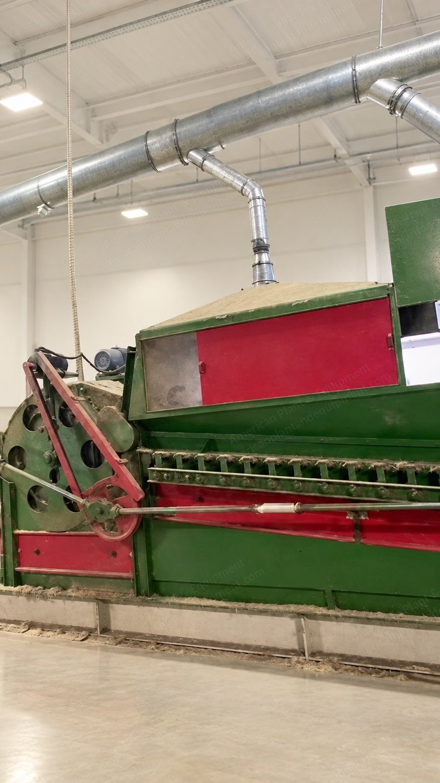 Charle / Vandommele / Vlamalin, Refurbished Short Fiber (Flax Tow) Scutching and Cleaning Line, 900 to 1,200 kg/h, 1.2 m Width, with Duvex Shives Cleaning and Balers