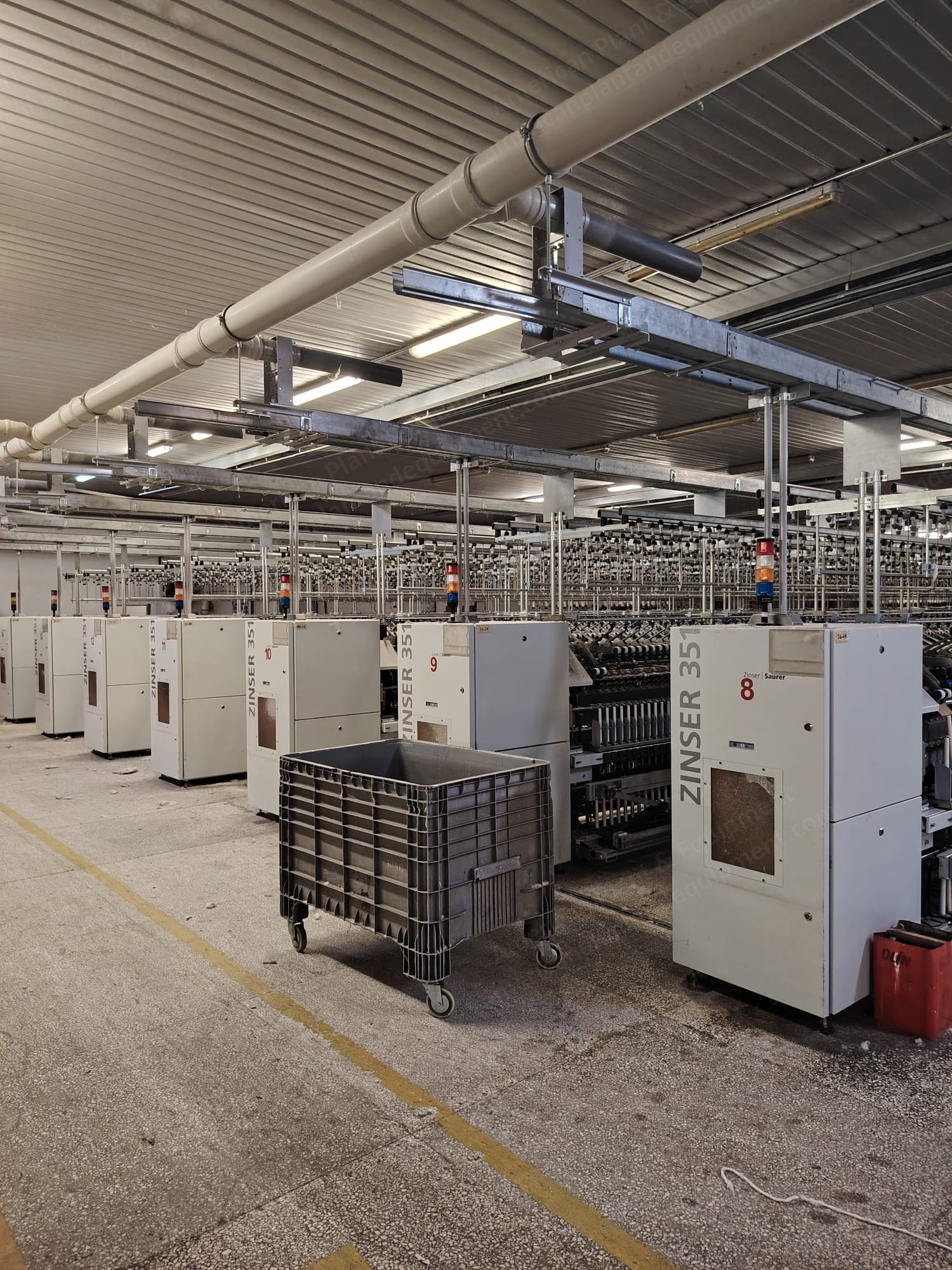 Zinser, 351, 2005 to 2013, Ring Spinning Frames, 1200 Spindles, 70/75 mm Gauge, Auto Doffing