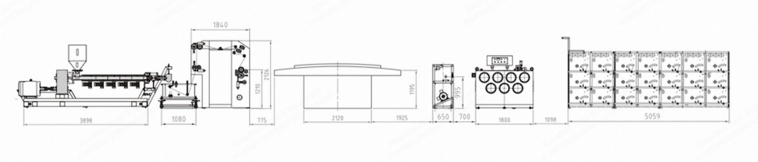 NovaStar, DSLJ-8033, Plastic Polypropylene Fibrillated Raffia Yarn Extrusion Machine, 500 to 5000 kg/24h, L/D 33, 20000x2500x2200mm