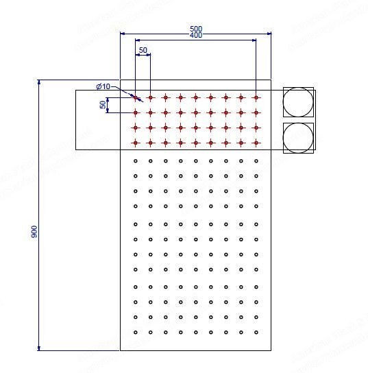 Foam Pillow Drill, Model 101, 50x50mm Hole Spacing, 10mm Hole Size, 36 Drills