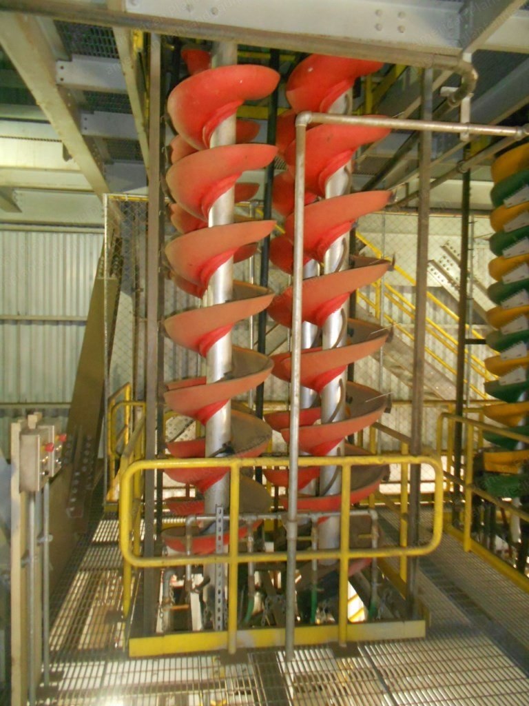 Outotec, H9000, Spiral Concentrators, 28" Diameter, 7-Turn, Single Lane